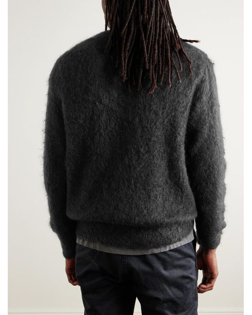 Brushed Mohair And Wool-Blend Sweater di Auralee in Black da Uomo