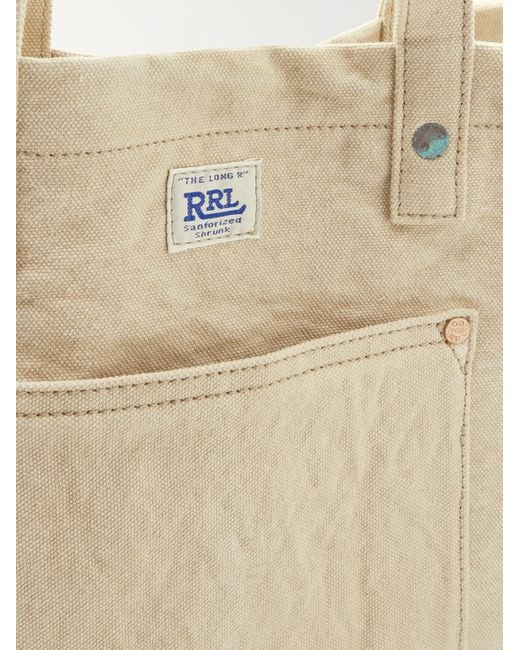 RRL Natural Carpenter Medium Leather-trimmed Canvas Tote Bag for men