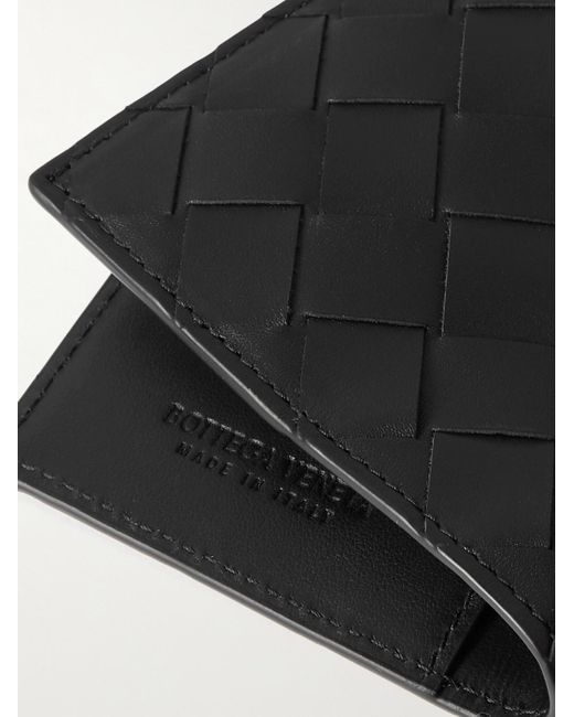 Bottega Veneta Black Intrecciato Leather Passport Holder for men
