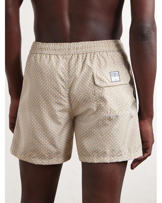 Fedeli Natural Madeira Printed Straight-leg Swim Shorts for men
