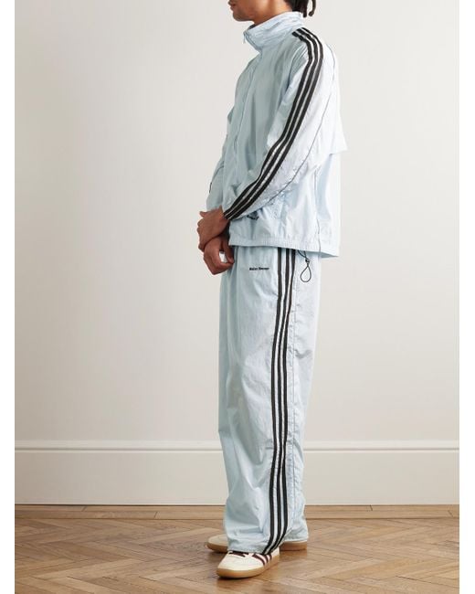 Adidas Originals Blue Wales Bonner Striped Crochet-trimmed Recycled-shell Track Jacket for men