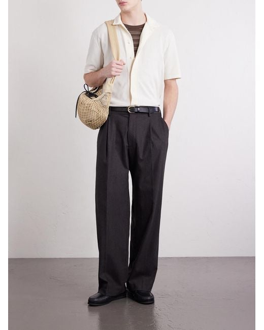 Altea White Jean Camp-Collar Cotton-Piqué Shirt for men