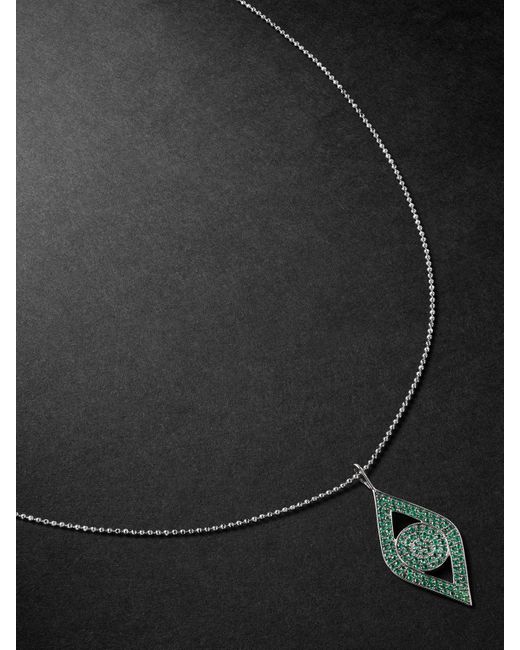 Sydney Evan Black Large Evil Eye White Gold Diamond Pendant Necklace for men