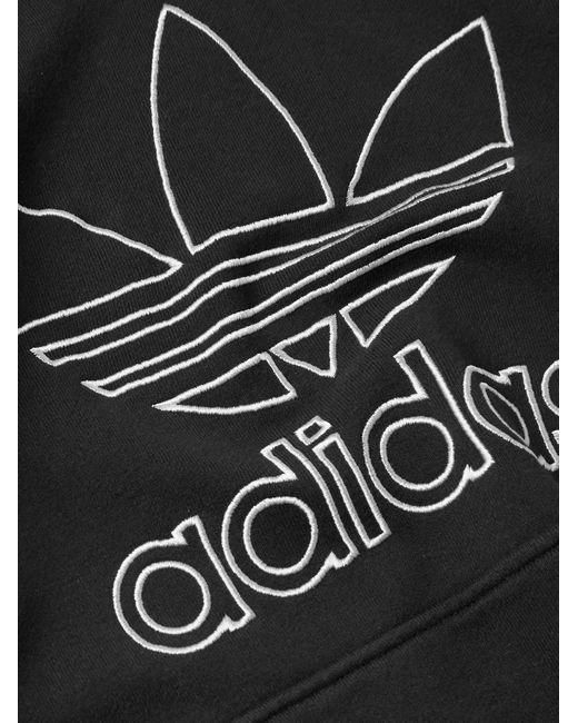 Adidas Originals Black Logo-embroidered Cotton-jersey Hoodie for men