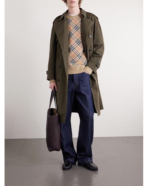 Burberry Natural Checked Cotton-blend Sweater for men