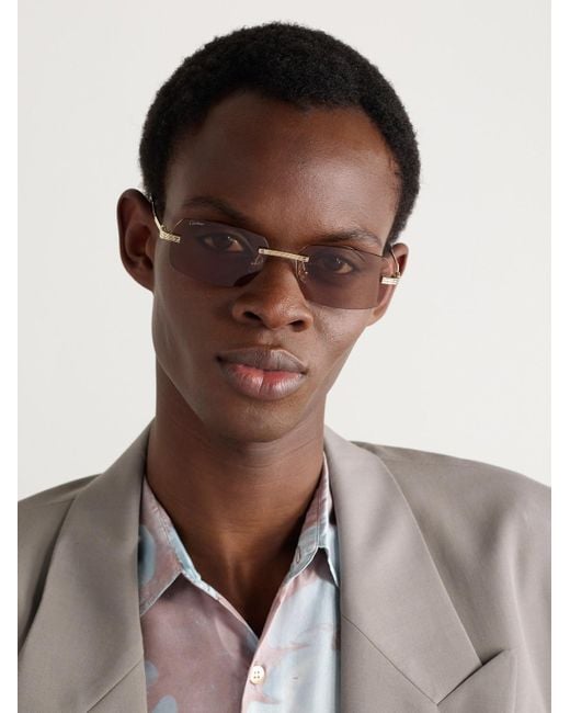 Cartier Natural Rimless Rectangular-Frame-Tone Sunglasses for men