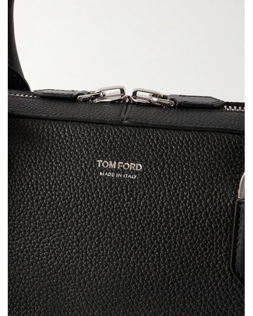 Tom Ford Black Elliot Full-grain Leather Briefcase for men