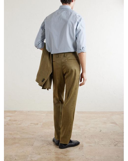 Boglioli Natural Wool And Linen-blend Straight Leg Trousers for men