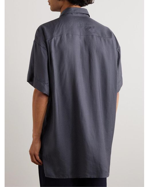 Giorgio Armani Blue Printed Lyocell And Silk-Blend Shirt for men