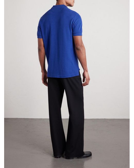 Tom Ford Blue Slim-fit Lyocell And Cotton-blend Piqué Polo Shirt for men