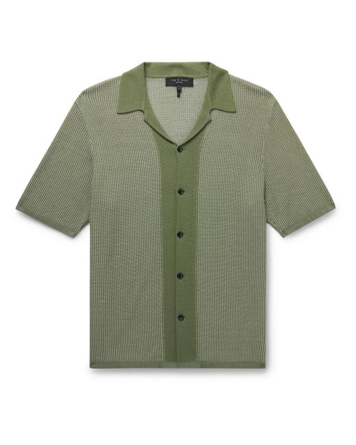 Rag & Bone Green Harvey Camp-collar Cotton-jacquard Shirt for men