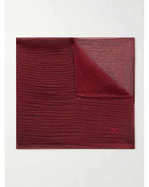 Saint Laurent Red Plissé Silk-georgette Pocket Square for men