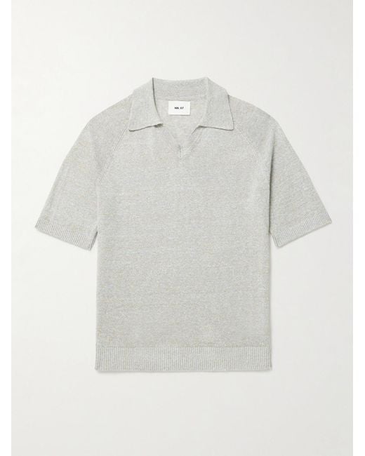 NN07 White Cale 6565 Linen Polo Shirt for men