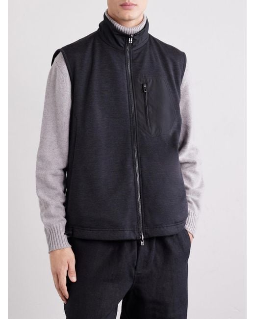 Sease Blue Explorer Reversible Padded Wool-Blend Jersey And Micro-Ripstop Gilet for men