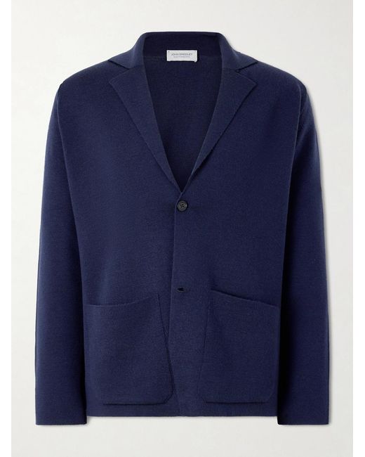 John Smedley Blue Narah 2 Merino Wool Blazer for men