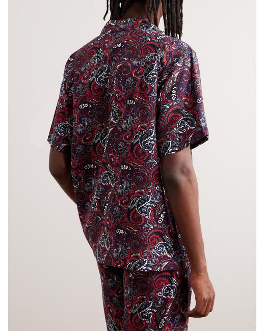 Noma T.D Purple Camp-Collar Paisley-Print Rexcell Shirt for men