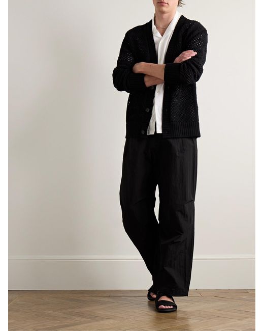 Mr P. Black Open-Knit Cotton Cardigan for men
