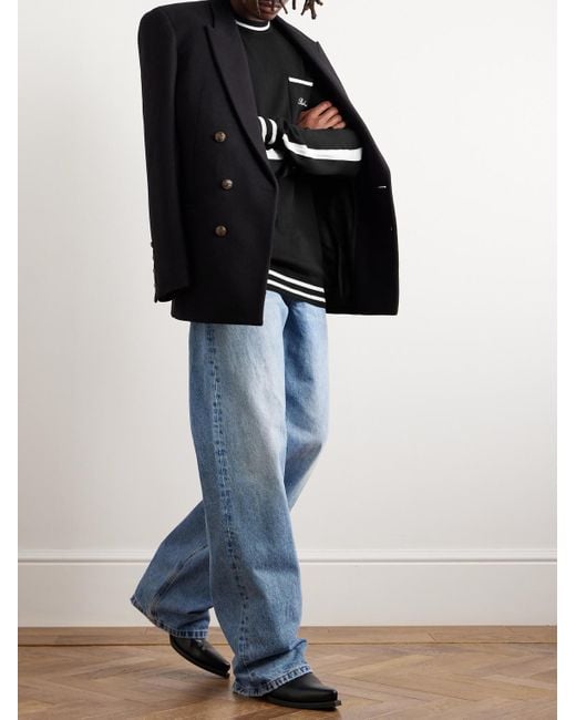 Balmain Pullover aus Wolle mit Logostickerei und Streifen in Black für Herren