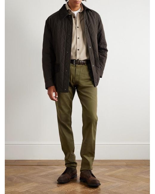 James Purdey & Sons Green Slim-Fit Straight-Leg Cotton-Blend Twill Trousers for men