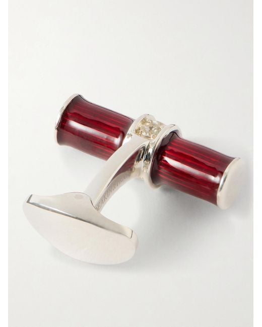 Deakin & Francis Red Enamel And Sterling Cufflinks for men
