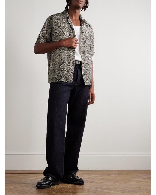 Camicia Con Stampa Serpente E Colletto Aperto di Kapital in Gray da Uomo