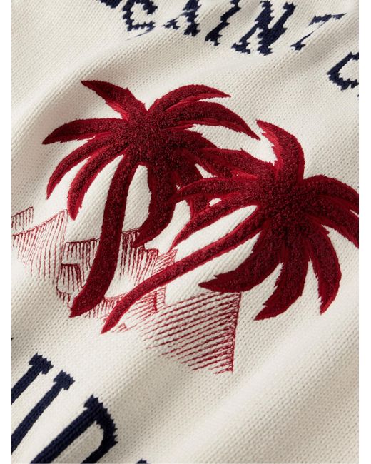 Rhude Blue Saint Croix Logo-appliquéd Intarsia-knit Cotton Jacket for men