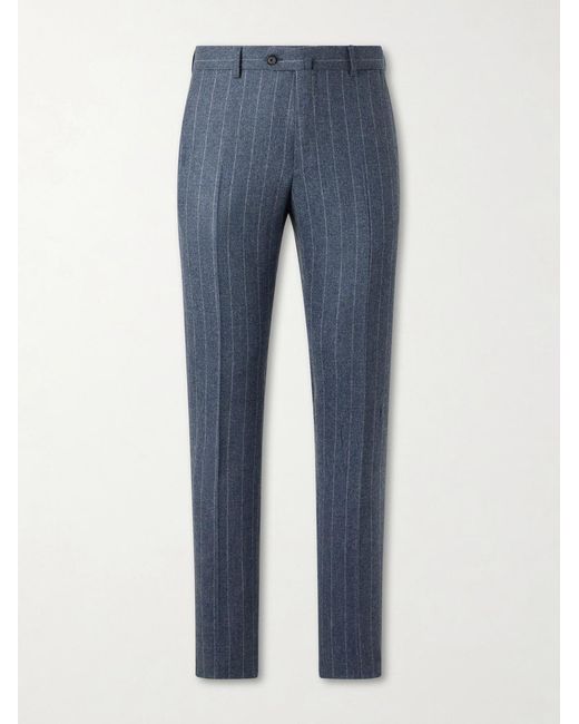 Caruso Blue Pinstripe Wool And Cashmere-Blend Suit Trousers for men