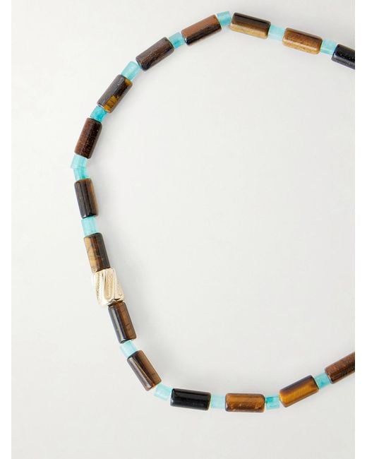 Luis Morais Natural 14-Karat Agate Beaded Bracelet for men