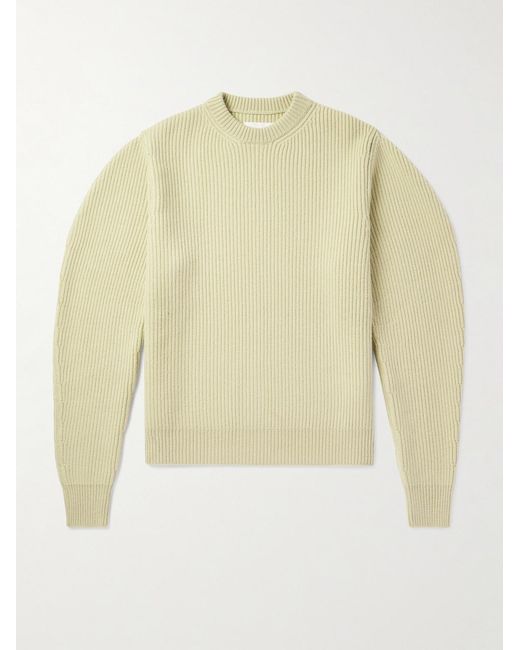 Jil Sander Natural Ribbed Boiled-Wool Sweater for men