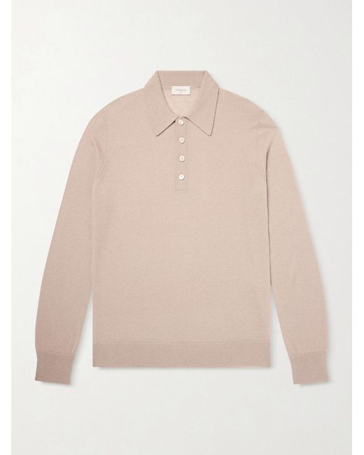 Piacenza 1733 Natural Silk And Cashmere-blend Polo Sweater for men