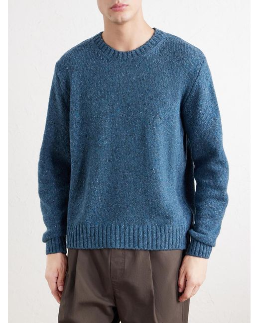 Folk Blue Chain Mélange Wool-blend Sweater for men