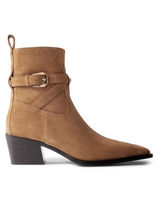 Versace Brown Angelo Embellished Suede Boots for men