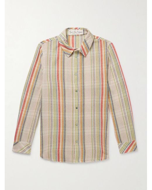 God's True Cashmere Natural Ruler Striped Recycled-Cashmere And Wool-Blend Gauze Shirt for men