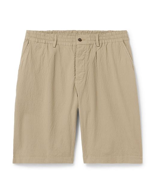 Universal Works Natural Wide-leg Cotton-blend Seersucker Shorts for men