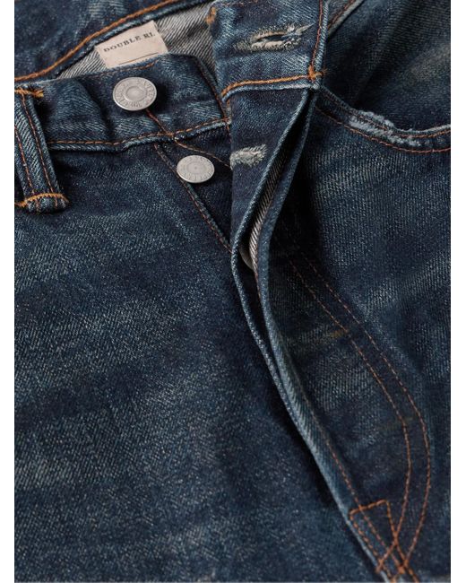 RRL Blue Straight-Leg Distressed Selvedge Jeans for men