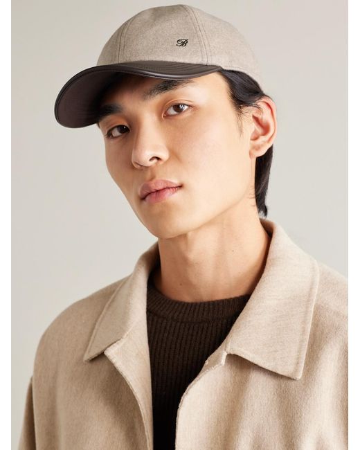 Berluti Natural Logo-embroidered Cashmere-blend And Leather Baseball Cap for men