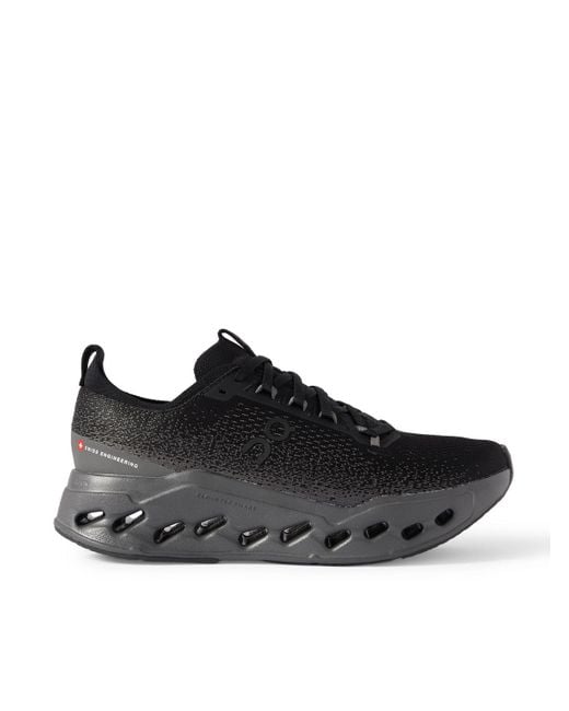 On Shoes Black Cloudsurfer Max Rubber-Trimmed Mesh Sneakers for men