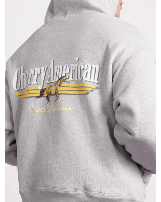 CHERRY LA Gray Logo-Print Cotton-Blend Jersey Zip-Up Hoodie for men