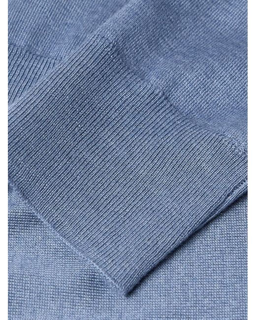 Fedeli Blue Argentina Slim-Fit Cashmere And Silk-Blend Sweater for men