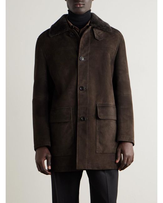 Zegna Brown Shearling Coat for men
