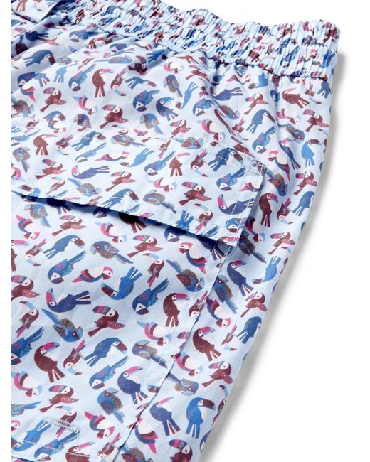 Loro Piana Blue Mid-Length Printed Cotton Swim Shorts for men