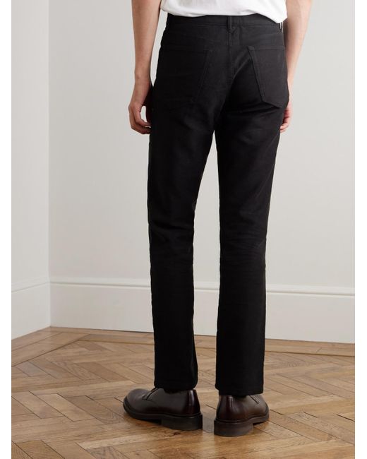 Mr P. Black Straight-Leg Organic Cotton-Moleskin Trousers for men