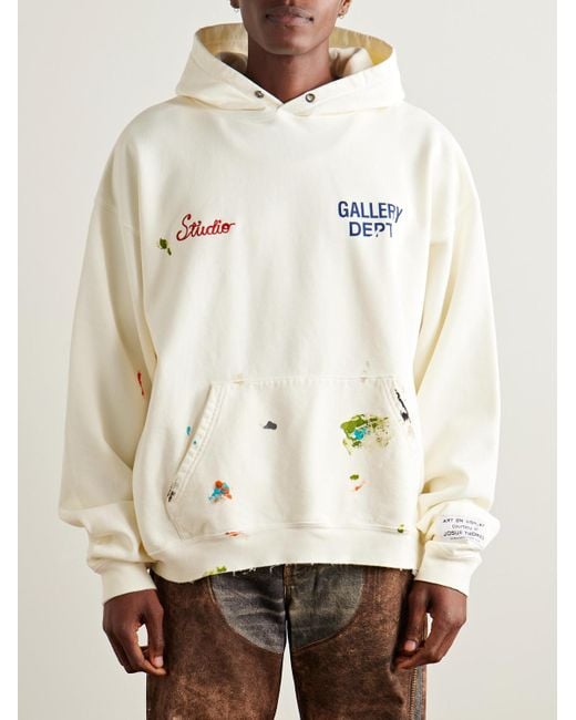 GALLERY DEPT. Natural Studio Oversized Logo-Print Embroidered Cotton-Jersey Hoodie for men