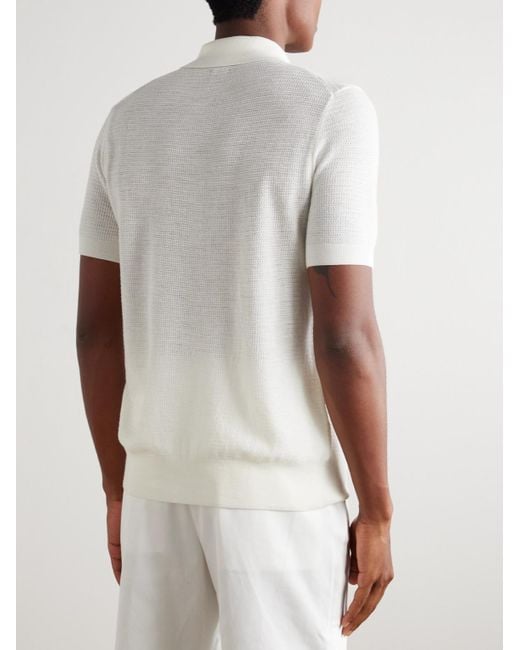 Tom Ford White Slim-fit Waffle-knit Wool Polo Shirt for men