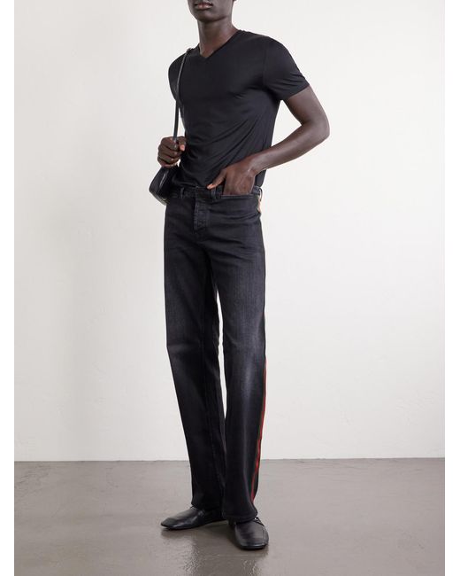Gucci Blue Wide-Leg Striped Cotton-Blend Trousers for men