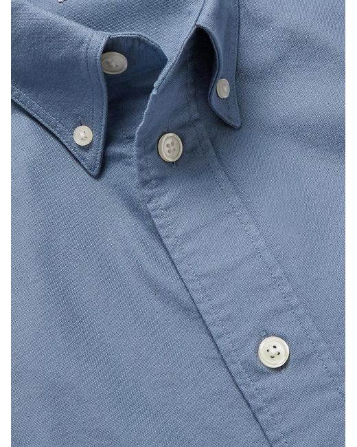 Colby 5910 Button-Down Collar Logo-Embroidered Organic Cotton Shirt di NN07 in Blue da Uomo