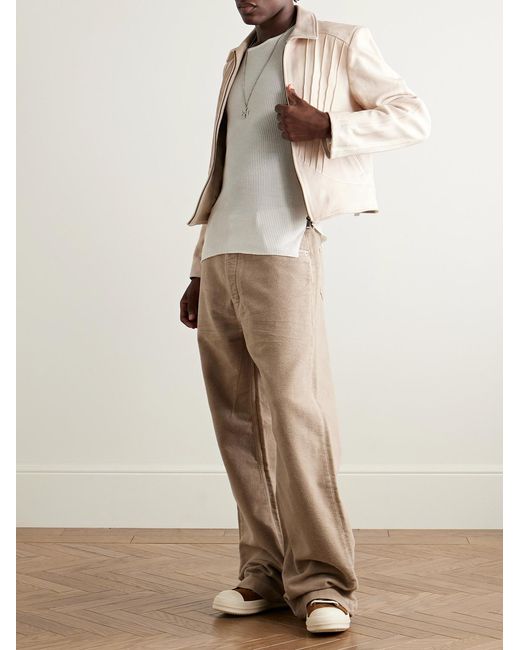 Rick Owens Natural Geth Wide-Leg Brushed-Cotton Trousers for men