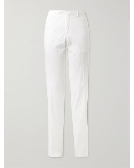 Boglioli White Straight-leg Cotton-blend Twill Trousers for men
