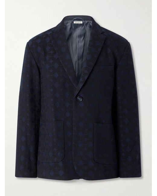 Blue Blue Japan Blue Shippou Cotton And Wool-Blend Jacquard Suit Jacket for men