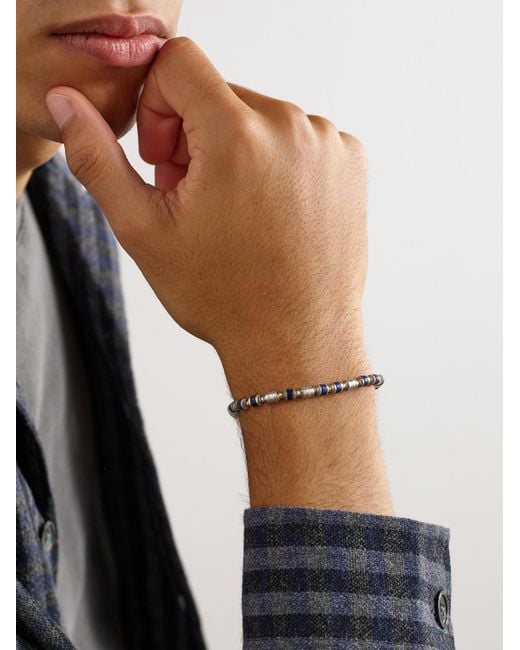 Saguaro Sterling Lapis Lazuli Beaded Bracelet di MAOR in Black da Uomo